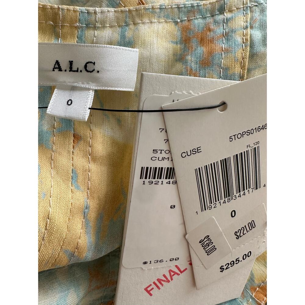 A.L.C. Women Multicolor Isabel Linen Blend Sleeveless Crop Top Size 0-NWT - Picture 6 of 8